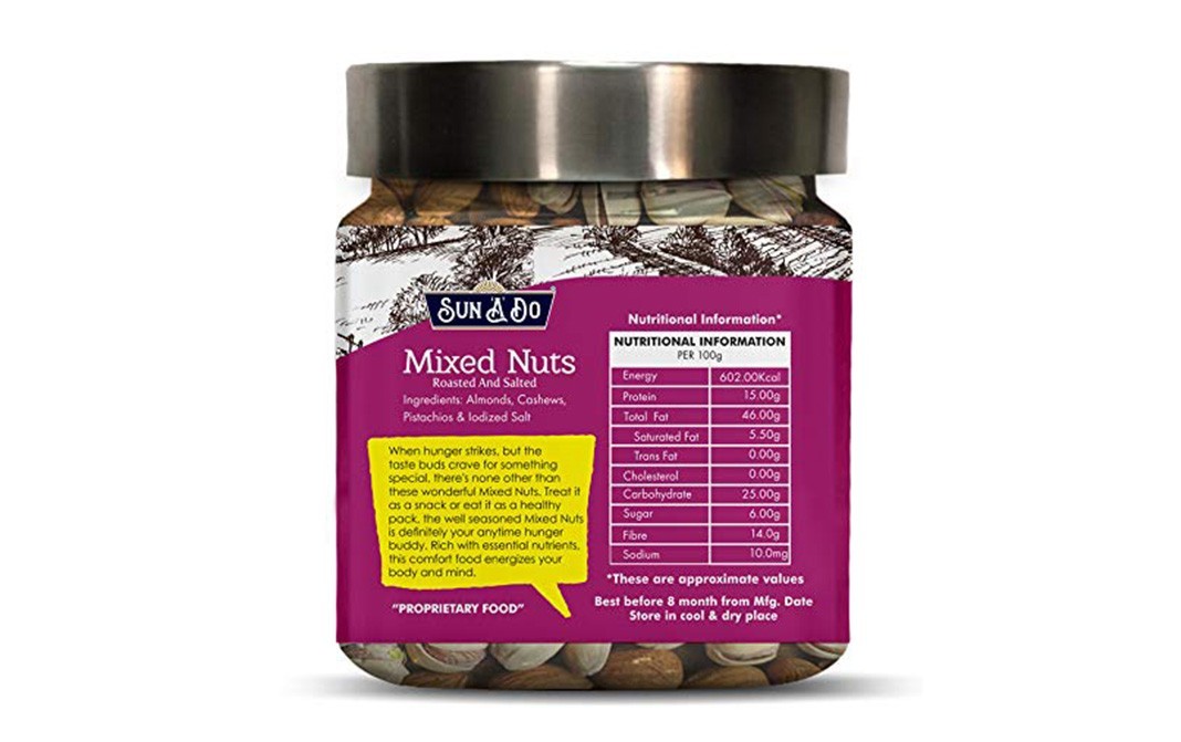 Sun A Do Mixed Nuts Roasted And Salted   Glass Jar  200 grams